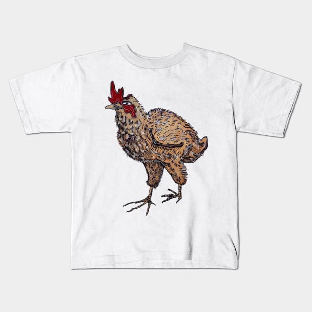 Chicken Chicken Bock Bock Kids T-Shirt by Animal Surrealism
